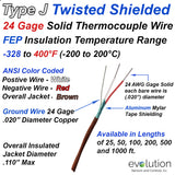 Type J Twisted Shielded Thermocouple Wire 24 Gage Solid FEP Insulated