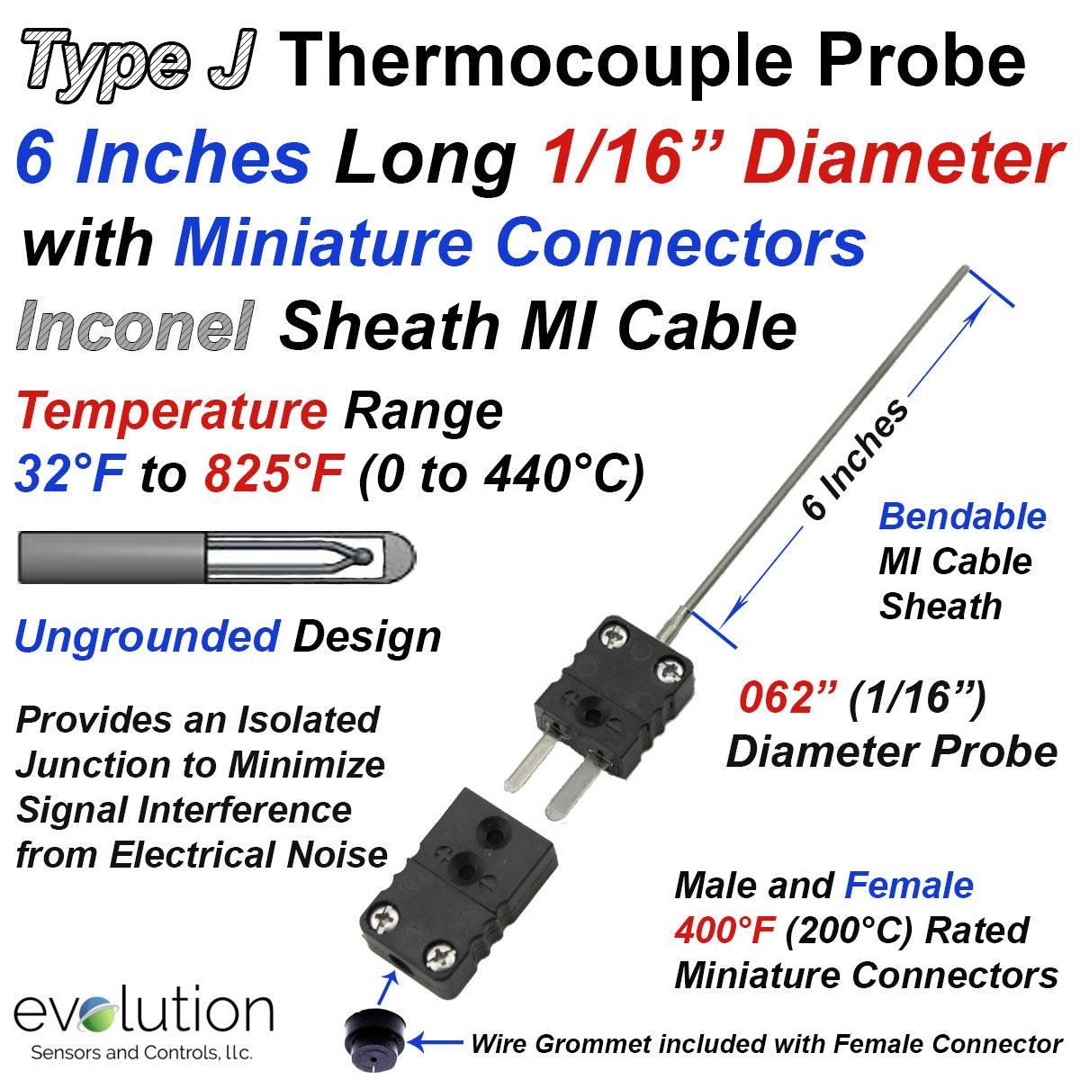 Uei ATT19 Temperature Probe, J-Type, Oven Clip