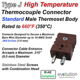 Type J Thermoset Thermocouple Connector Standard Size Male