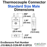 Thermocouple Connector Standard Size Male Dimensions Type J