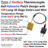 Type J Surface Thermocouple with 10ft Leads and Miniature Connector