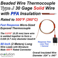 Beaded Wire Thermocouple with Connector Type J