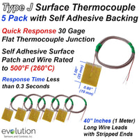 Type J Surface Thermocouple Fast Response with PFA Lead Wire