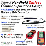 Type J Surface Thermocouple Probe | Handheld Design