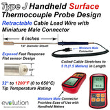Type J Surface Thermocouple Probe 6 Inches Long Handle Design