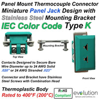 Type K IEC Colored Miniature Panel Mount Thermocouple Connector