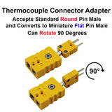Type K Thermocouple Connector Adapter Turns 90 Degrees