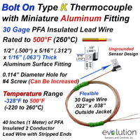 Bolt On Type K Surface Thermocouple with Miniature Aluminum Fitting