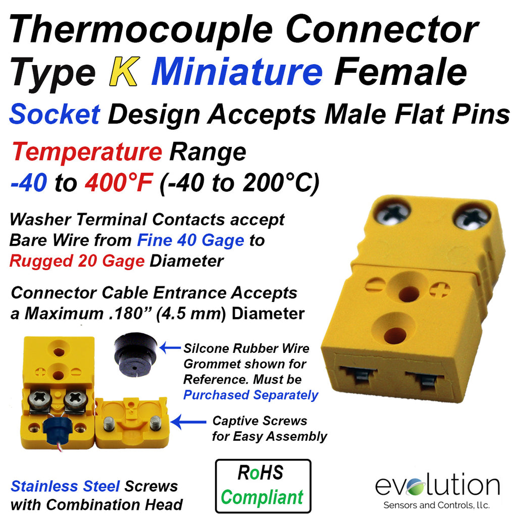Type K Miniature Female Thermocouple Connector