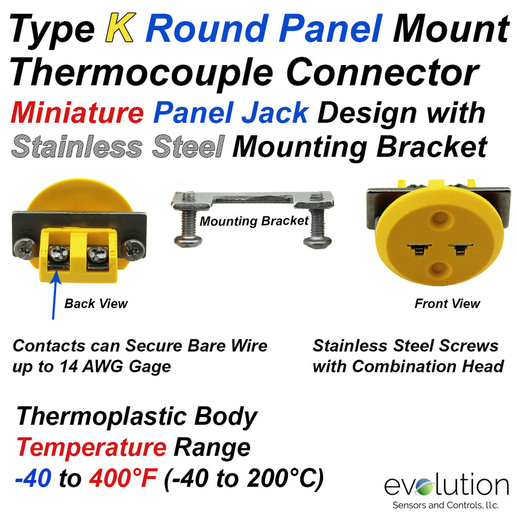 Type K Miniature Round Panel Jack Thermocouple Connector
