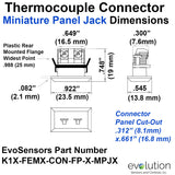 Type K Miniature Panel Jack Thermocouple Connector Dimensions