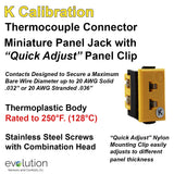 Thermocouple Panel Jacks, Miniature Panel Jack, Type K