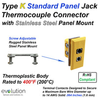 Thermocouple Panel Jack - Type K Standard Size Connector