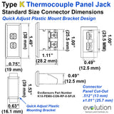 Thermocouple Panel Jack | Type K Standard Size Connector Dimensions