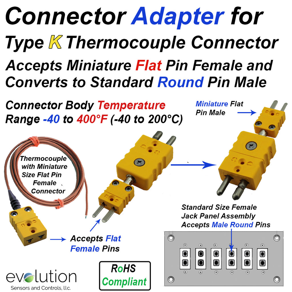 Type K Thermocouple Adapter - Miniature Male to Standard Male