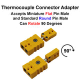 Type K Thermocouple Connector Adapter - Miniature Female to Standard Female 90 Degrees