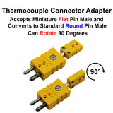 Type K Thermocouple Connector Adapter - Miniature Female to Standard Male 90 Degree Turn