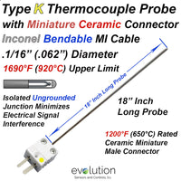 Type K Thermocouple Probe Inconel 18