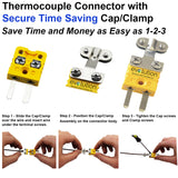 Thermocouple Connector Miniature Male Type K with Integral Cable Clamp Assembly
