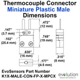 Miniature Thermocouple Connector | Type K Male Plug Dimensions