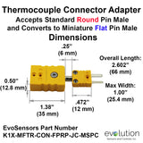 Type K Thermocouple Connector Adapter Dimensions