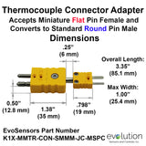 Type K Thermocouple Adapter - Miniature Male to Standard Male Dimensions