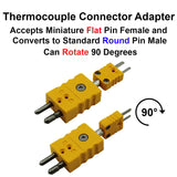 Type K Thermocouple Adapter - Miniature Male to Standard Male 90 Degrees