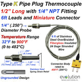 Type K Pipe Plug Thermocouple Probe with Connector