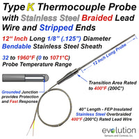 Type K Thermocouple Probe – 12-Inch Long 1/8