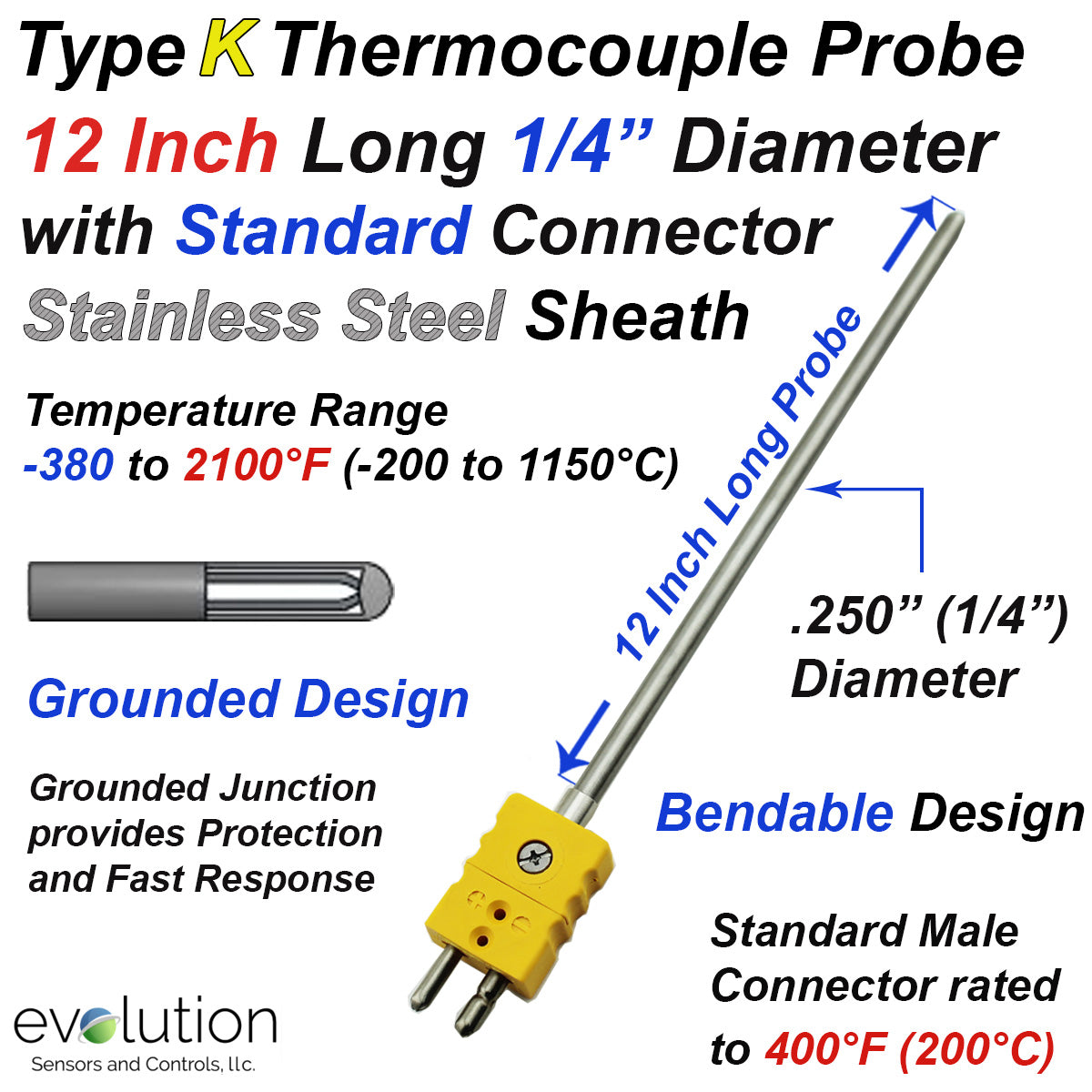 High Temp Handheld Probe, 1/16-inch Diameter (K-204)