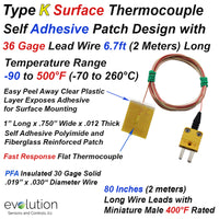 Fine Diameter Type K Surface Thermocouple with Self Adhesive Patch 