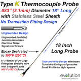 General Purpose Small Profile Type K Thermocouple Probe rated to 900 F