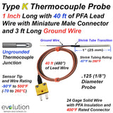 Custom Thermocouple Probe | Type K Thermocouple with 40 ft Leads