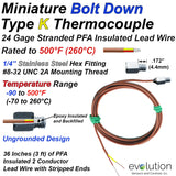 Miniature Bolt Down Type K Thermocouple
