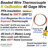 Type K Fine Wire 40 Gage PFA Insulated Thermocouple