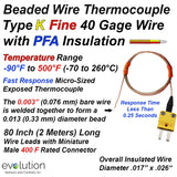 Fine Wire Thermocouple | Type K PFA Insulated
