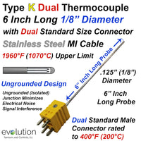 Dual Thermocouple Type K 1/8