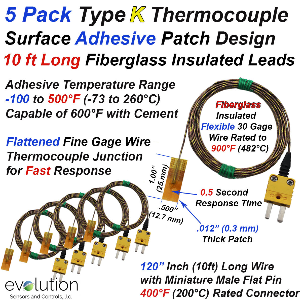 Pack Type K Surface Thermocouple 120