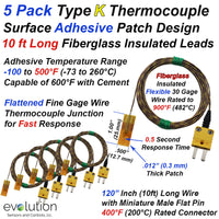 5 Pack Type K Surface Thermocouple 120