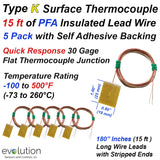 Type K Surface Thermocouple with 15 ft of Lead Wire and Surface Patch