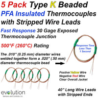 ultra thin AWG36 K-type beaded wire probe