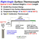Surface Thermocouple Probe | Type K Custom Right Angle Design