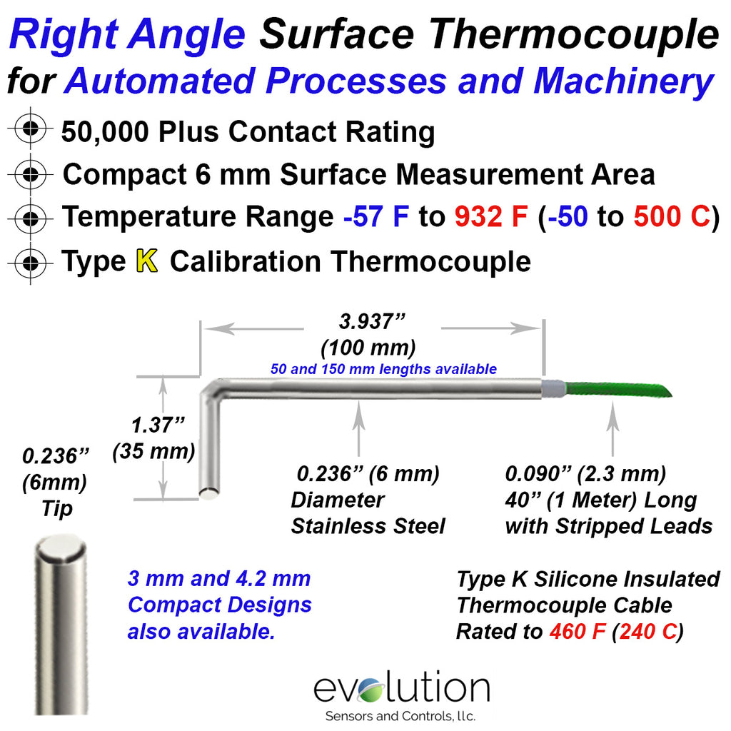 Surface Thermocouple Probe Right Angle Design
