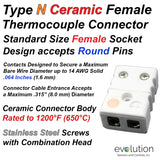 Ceramic Thermocouple Connector Type N Standard Size Female