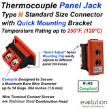 Type N Standard Size Panel Jack Thermocouple Connector