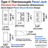 Type N Standard Size Panel Jack Thermocouple Connector Dimensions