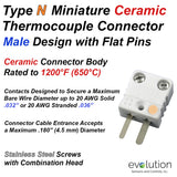 Type N Miniature Ceramic Male Thermocouple Connector