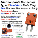 Type N Miniature Male Thermocouple Connectors