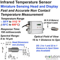 Miniature Infrared Temperature Sensor and Display with 15 to 1 Optics