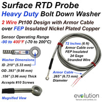 Surface RTD Probe Heavy Duty Washer with Armor Cable Protected Leads